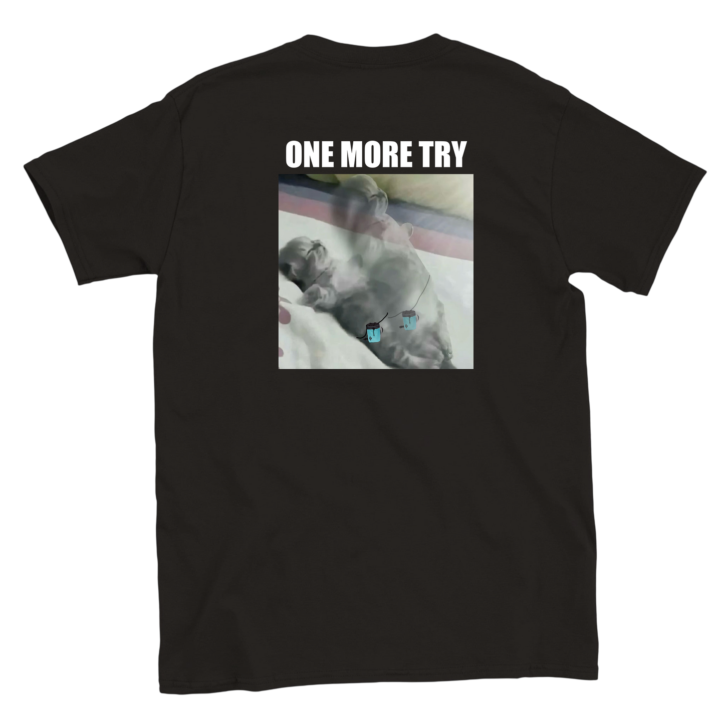 Funny climbing shirt with resurrected cat – one more try meme design for boulderers