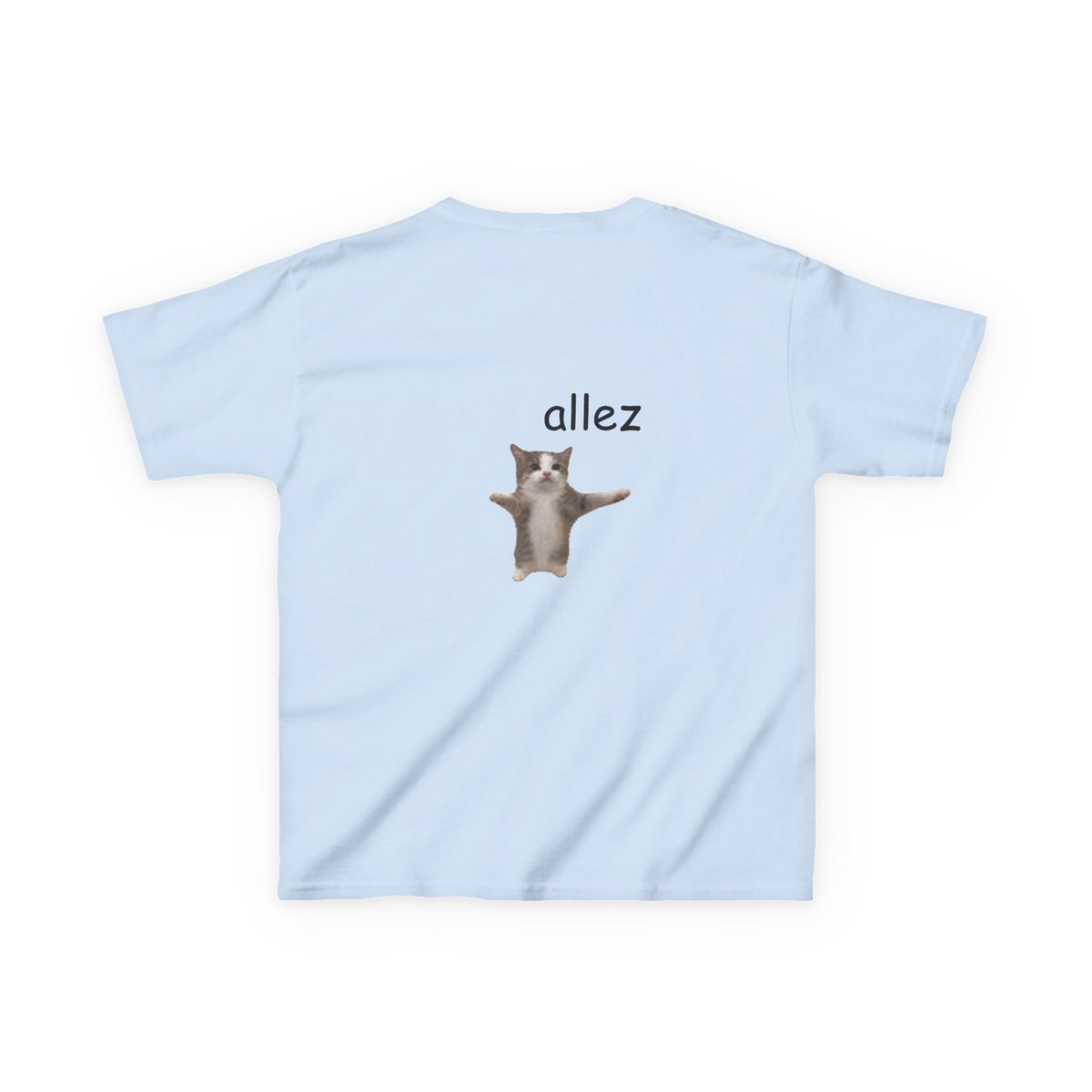 Back view of a light blue Allez climbing baby tee.