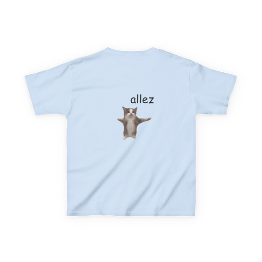 Back view of a light blue Allez climbing baby tee.