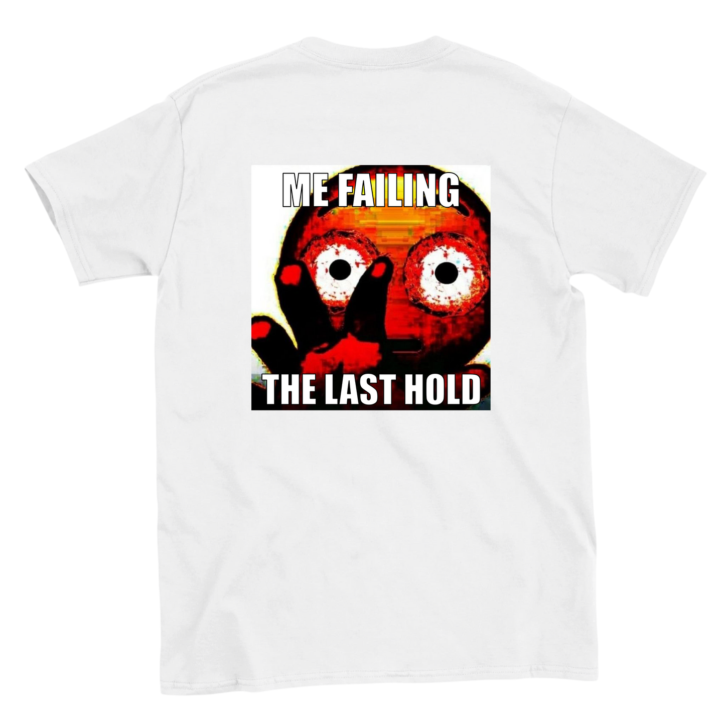 Funny climbing shirt – Me Failing Last Hold T Shirt Backside