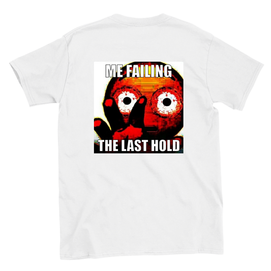 Funny climbing shirt – Me Failing Last Hold T Shirt Backside