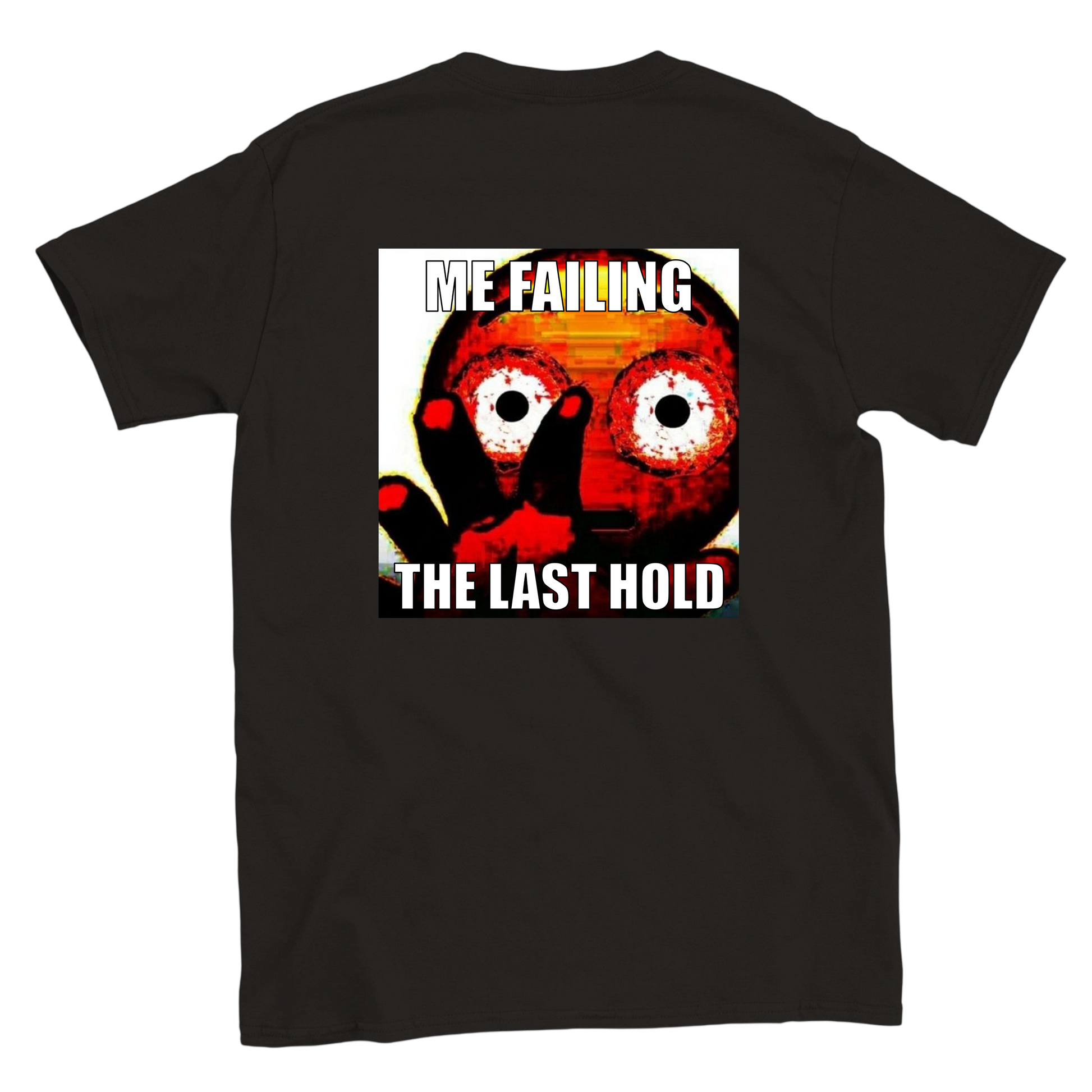 Funny climbing shirt – Me Failing Last Hold T Shirt Backside