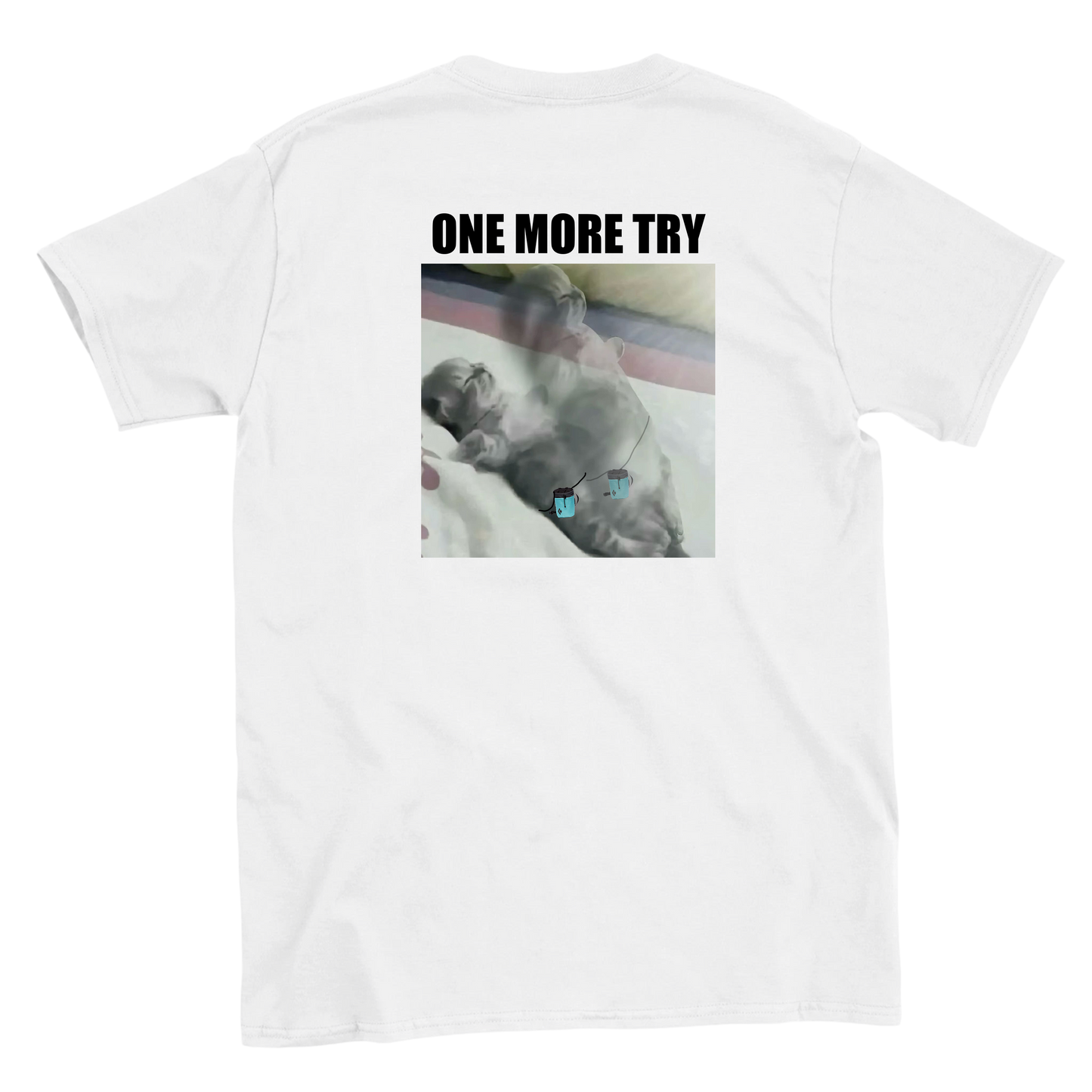 Funny climbing shirt with resurrected cat – one more try meme design for boulderers
