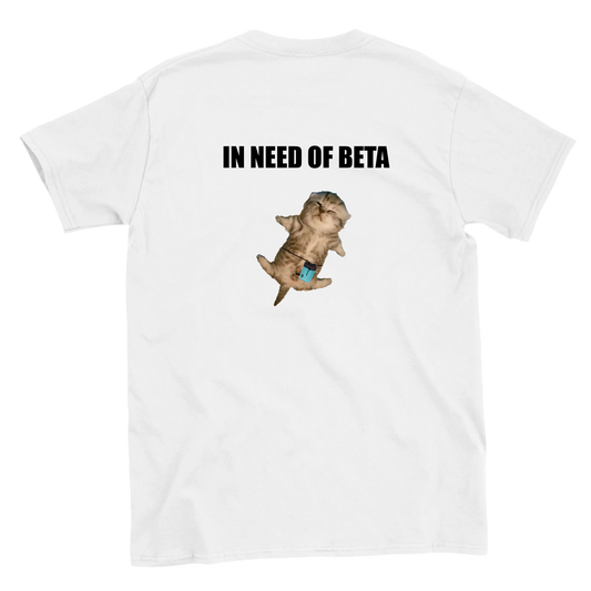Funny climbing shirt with sad cat and in need of beta text – meme tee for boulderers