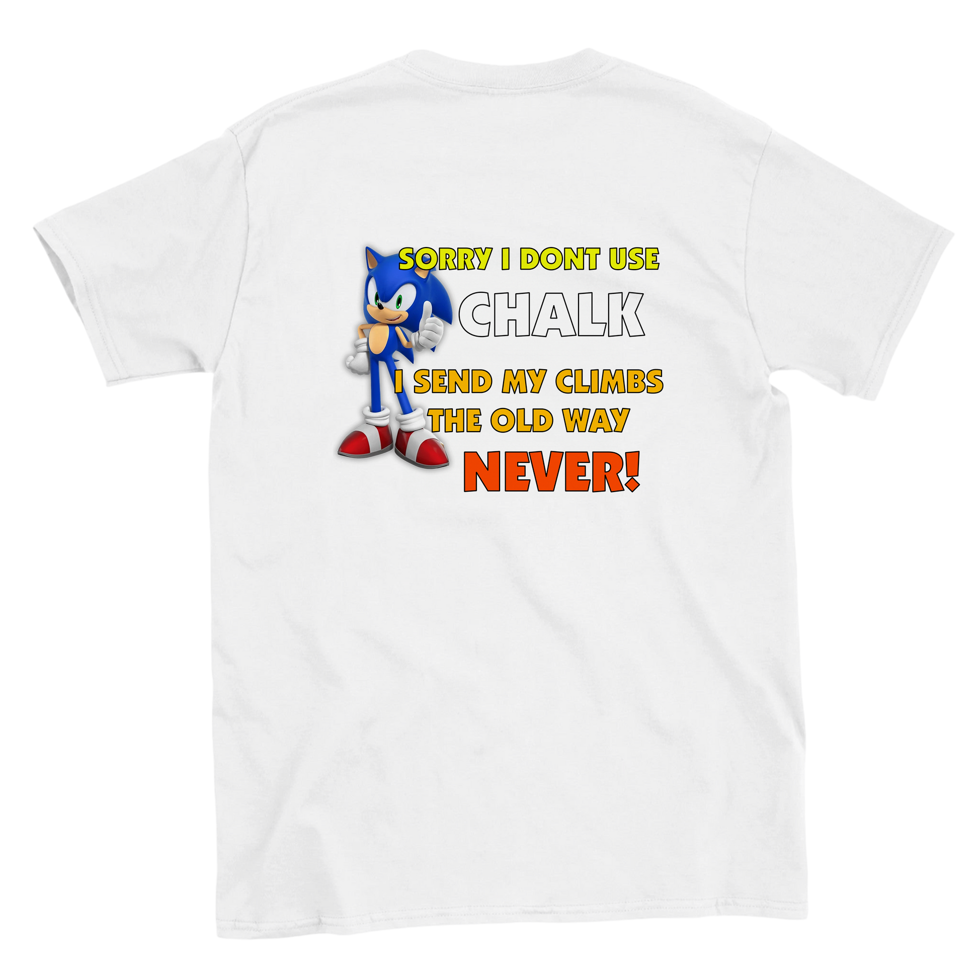 Funny climbing shirt – Sonic Dont Need Chalk T Shirt Backside