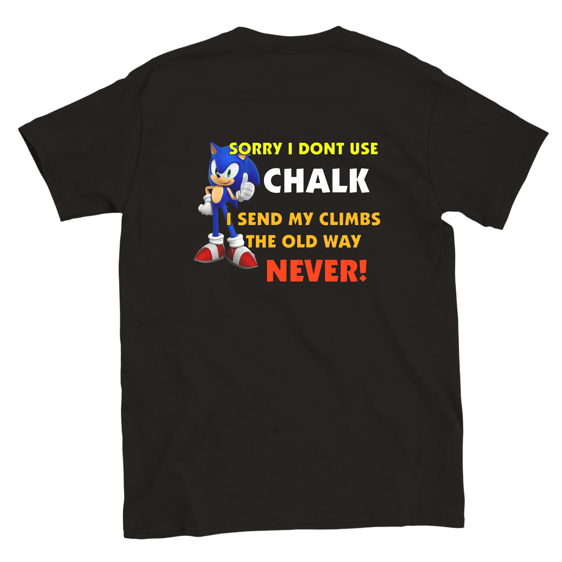 Funny climbing shirt – Sonic Dont Need Chalk T Shirt Backside